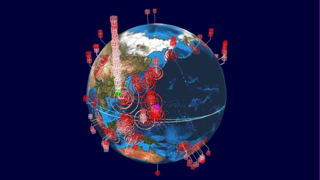 Taiwan’s seismic "skyscraper" on map (Courtesy of Earthquake 3D Live)