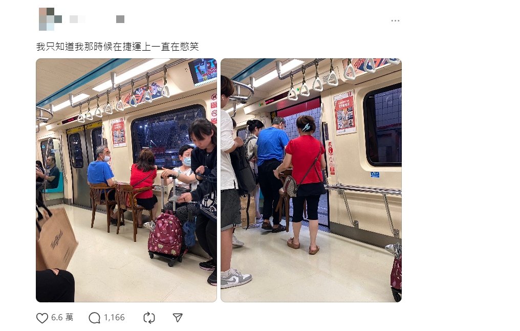 Social media buzzes over couple’s metro seating solution (Courtesy of Threads via TVBS News)