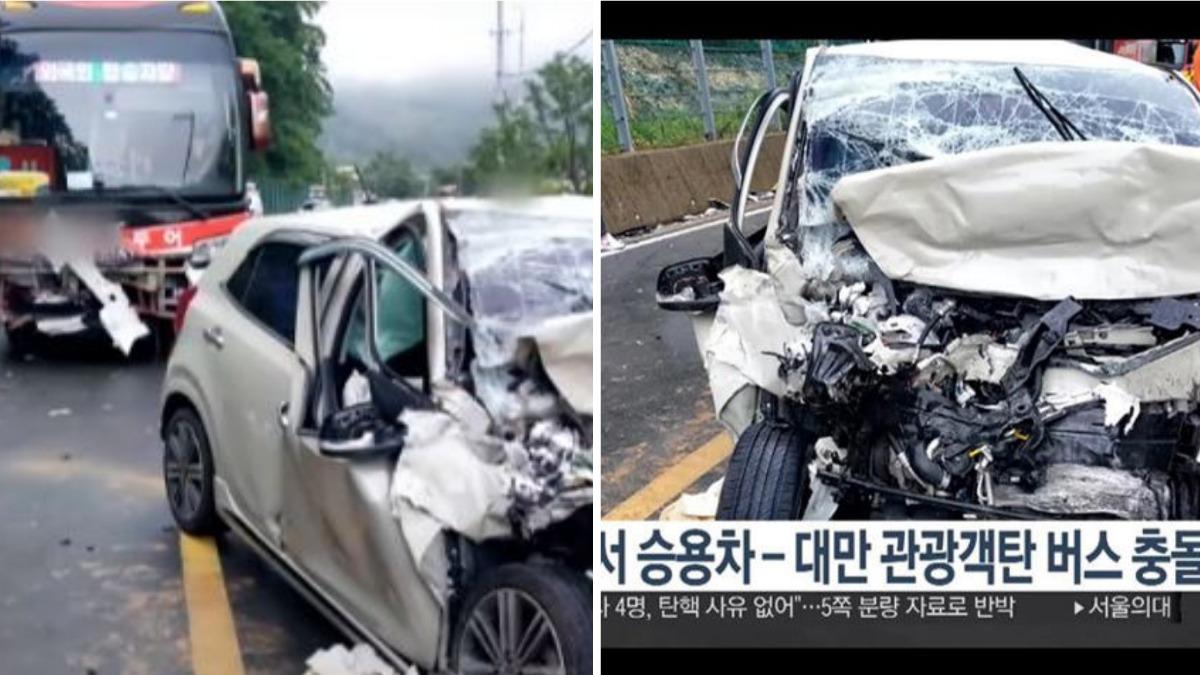 Crash in South Korea kills driver, injures Taiwanese tourist (Screengrab of 연합뉴스TV/YouTube))