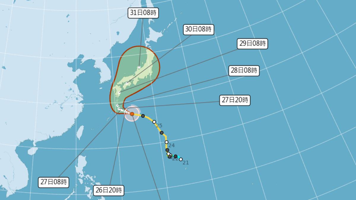 Tourists warned as Typhoon Shanshan approaches Japan (Courtesy of CWA)