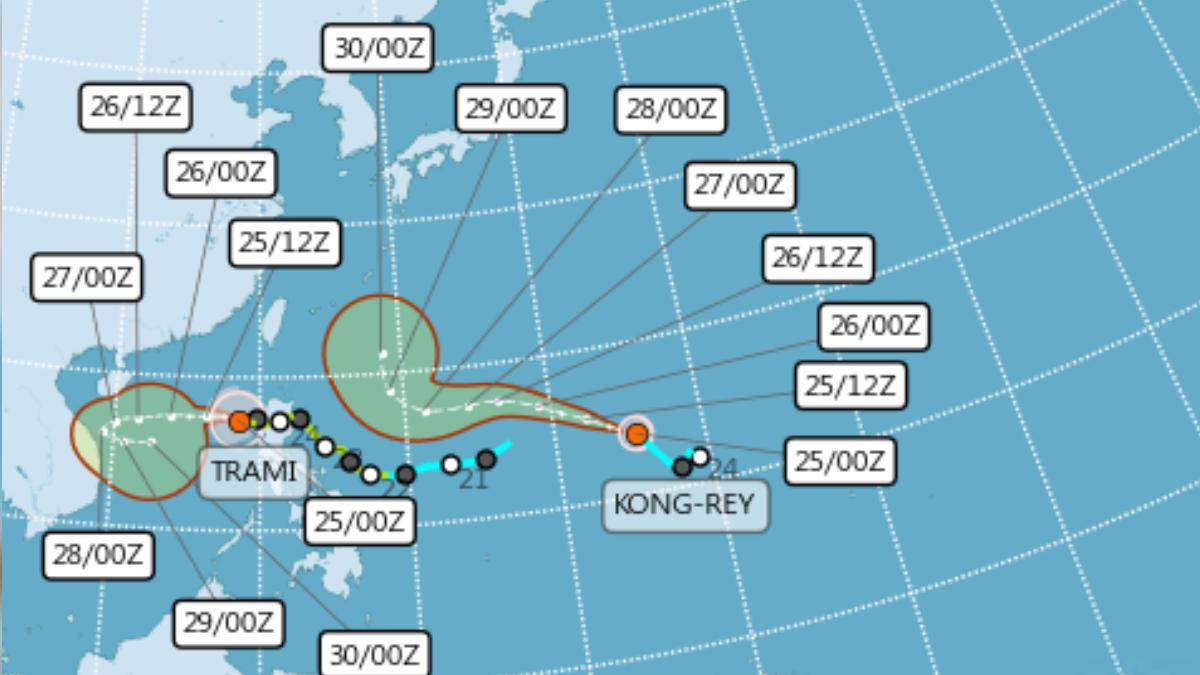 Typhoon Kong-Rey forms, path uncertain (Courtesy of CWA)
