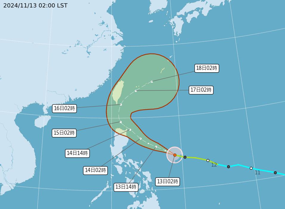 Typhoon Usagi strengthens, nears Taiwan (Courtesy of CWA)
