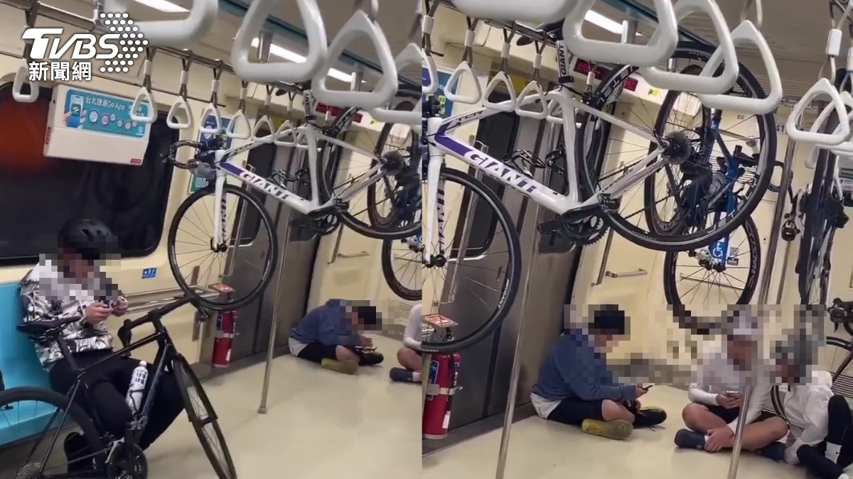 Taipei Metro warns against hanging bikes on handrails (Courtesy of social media)