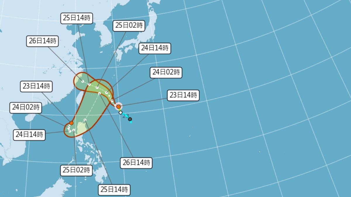 Typhoon Francisco approaches Taiwan with heavy rain threat (Courtesy of CWA)