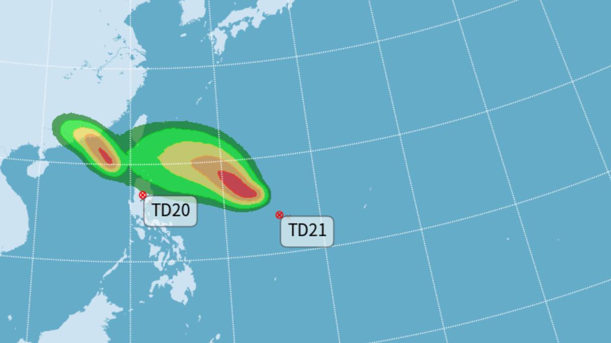 Twin Pacific depressions strengthen into Taiwan-bound storms (Courtesy of the CWA)